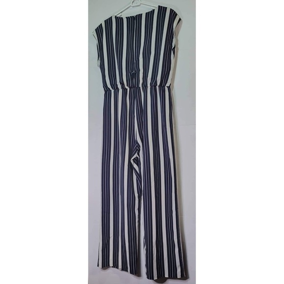Enfocus Studio Navy Blue Striped Sleeveless Jumpsuit 14 - Picture 6 of 12